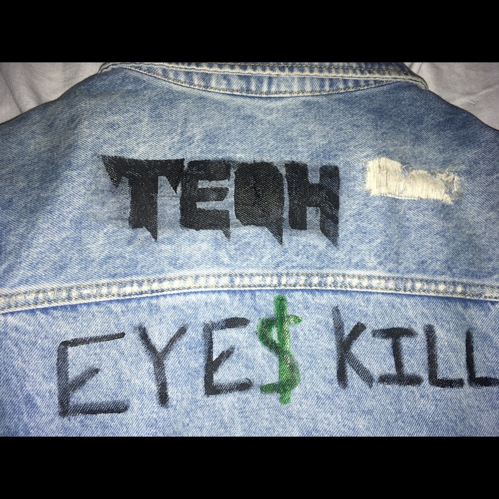 “GREEN & PURPLE” denim jean jacket